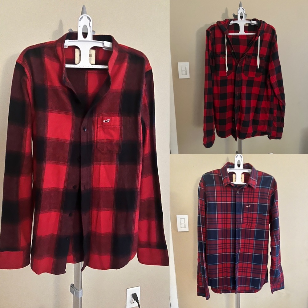 (3) Hollister Plaid Shirts - Mens